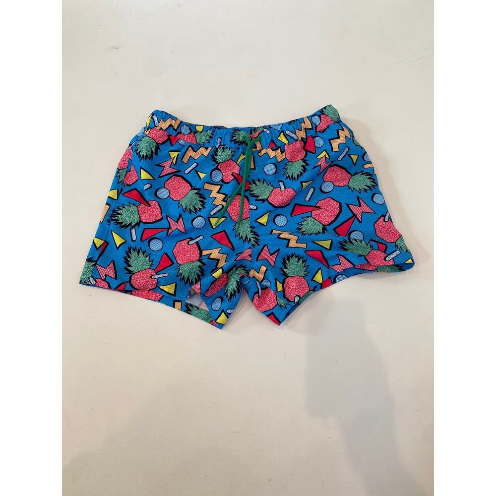ASOS Retro 1980s Colorful Pineapple Funky Print Swim Trunks NWOT Sz M Blue Men’s
